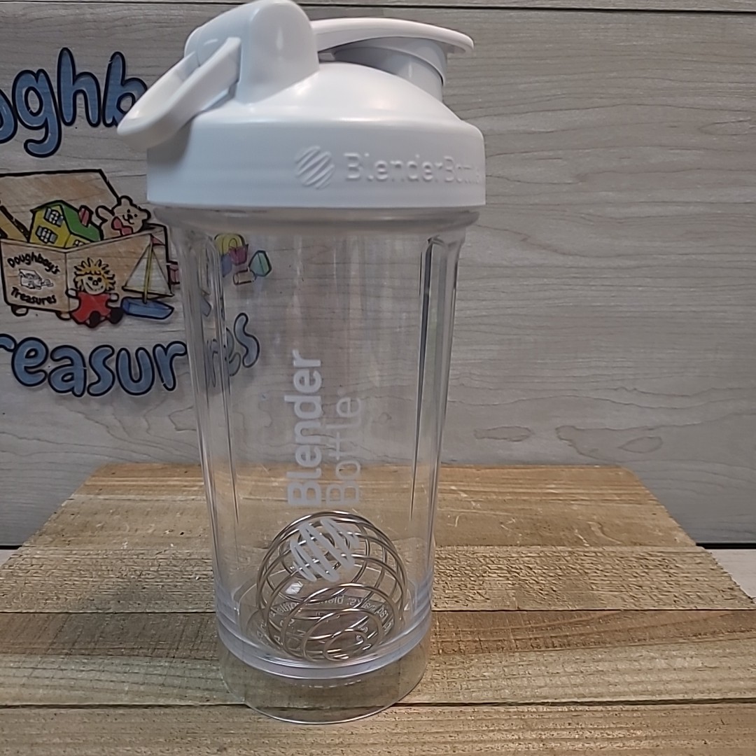 BlenderBottle 24 oz Pro24 Clear Water Bottle Fitness Health with White Lid EXC