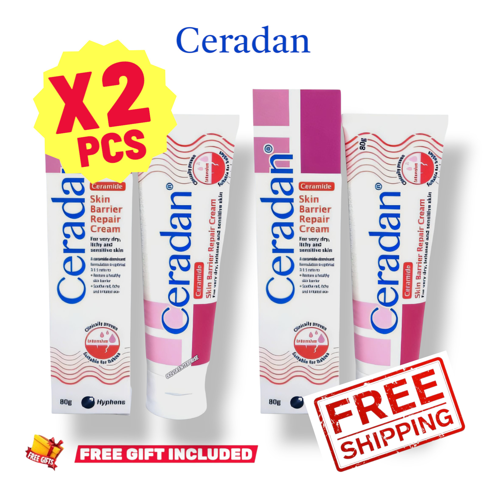 2X New Ceradan Skin Barrier Repair Cream 80g Ceramide Daily Moisturizing Genuine