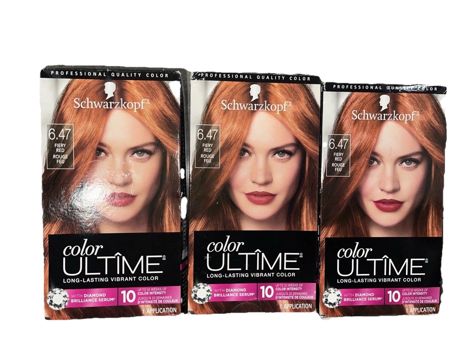3 Schwarzkopf Ultime Hair Color Cream 6.47 Fiery Red NEW