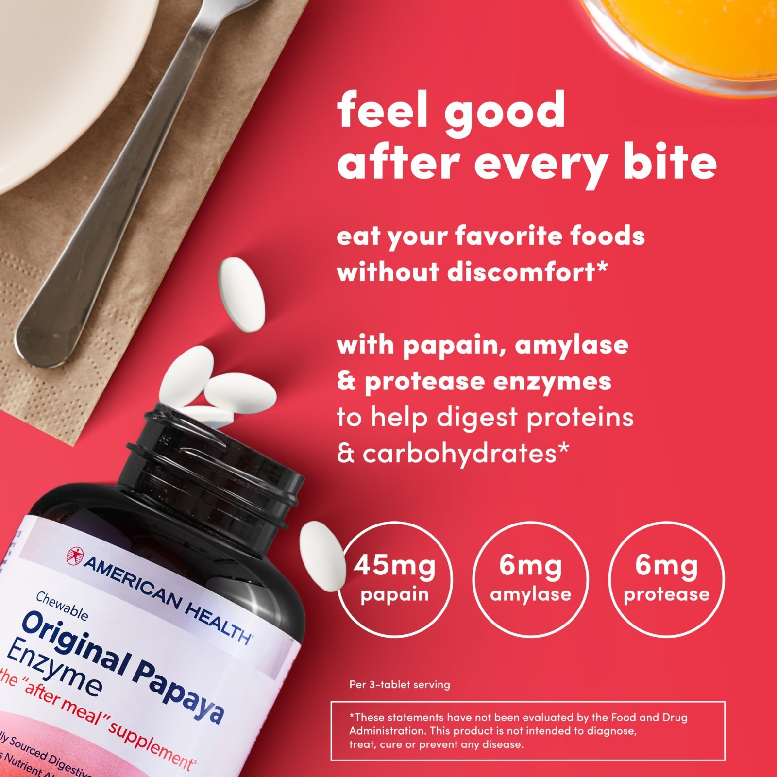 Chewable Papaya Enzyme 250 Tablets – Digestive Health, Natural Relief, Chewable