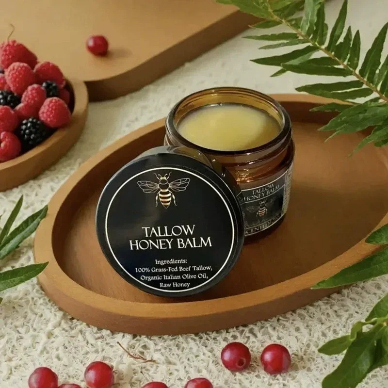 Organic Grass-Fed Beef Tallow Balm with Raw Honey – Citrus Skin Moisturizer NEW