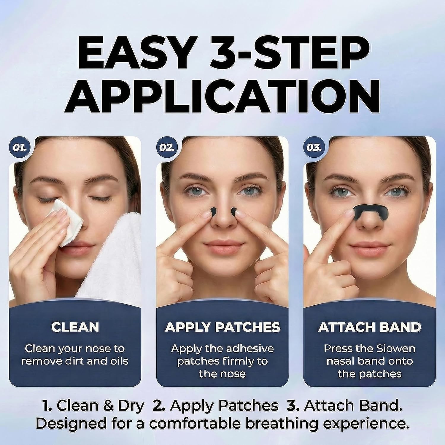 Nasal Dilator Set for Enhanced Breathing – 2 Sizes, 60 Adhesive Patches Included