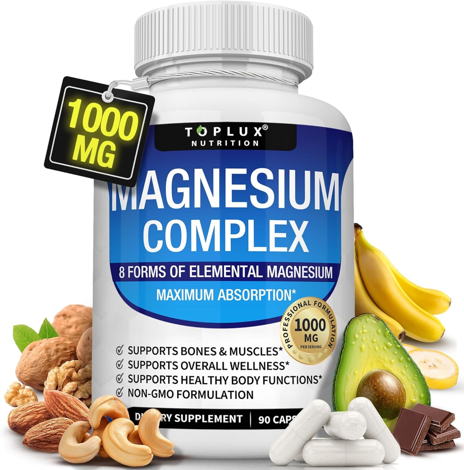 Vitamin Complex 8 Elemental 1000mg-Magnesium Glycinate, Citrate, Malate