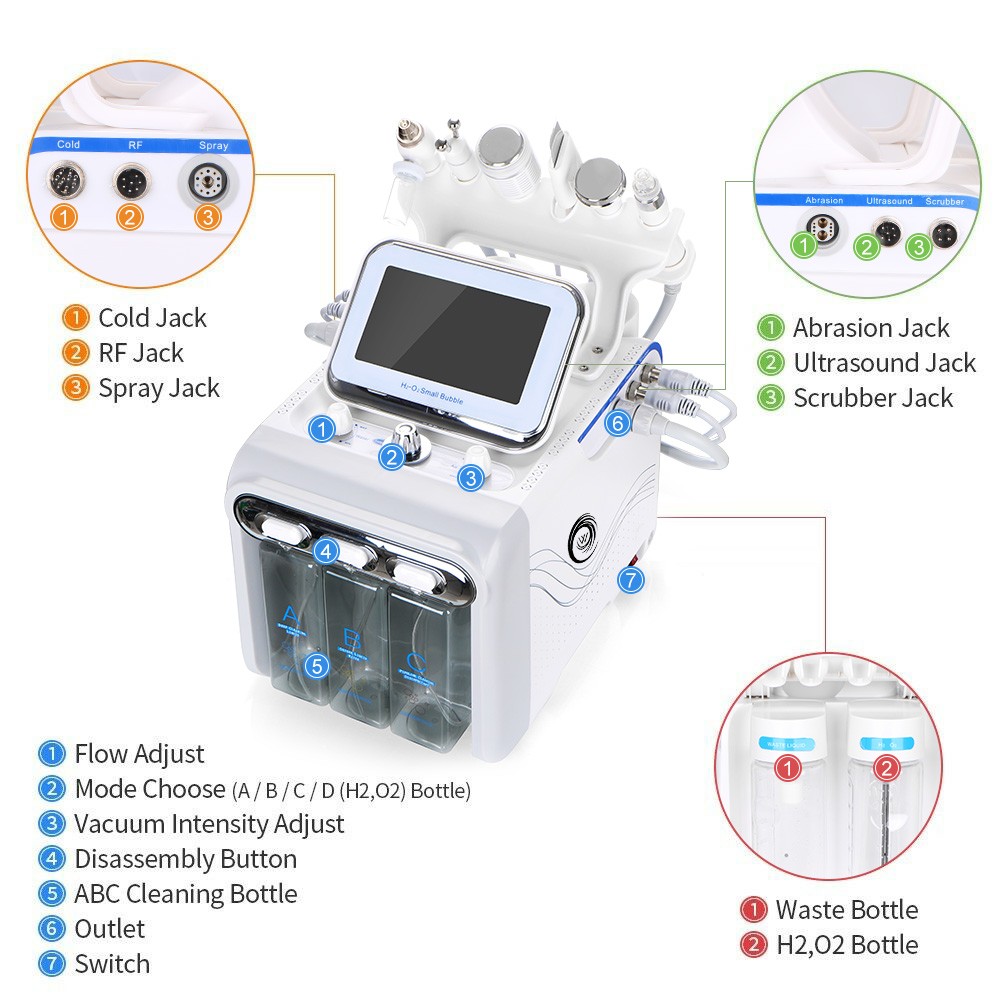 6 in1 Hydra Water Facial Cleaner Aqua Peel Hydro Dermabrasion Beauty Machine