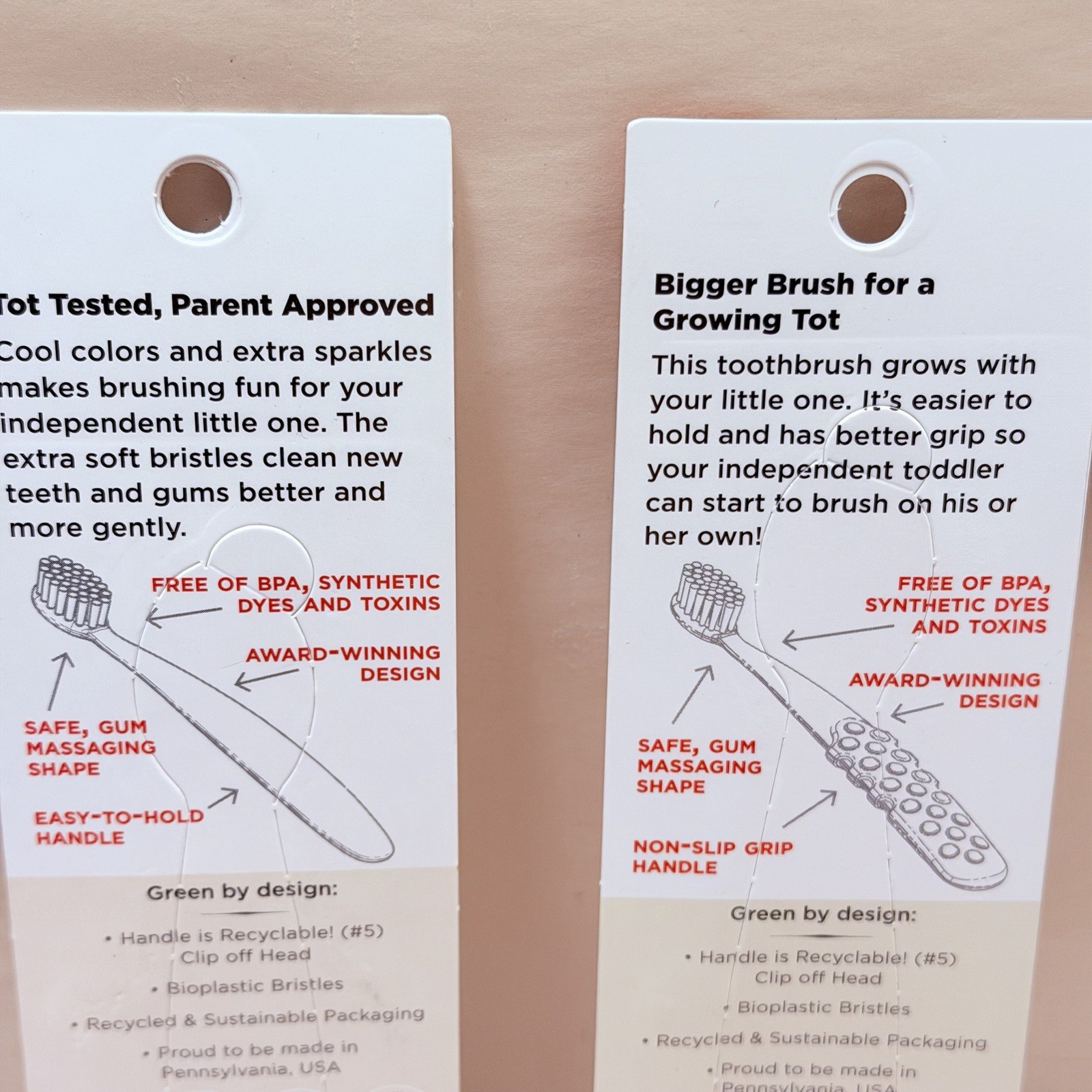 Radius Kids Child Toothbrush Set 2PC Toddler 3 Years 18 Months ADA Approved Oral