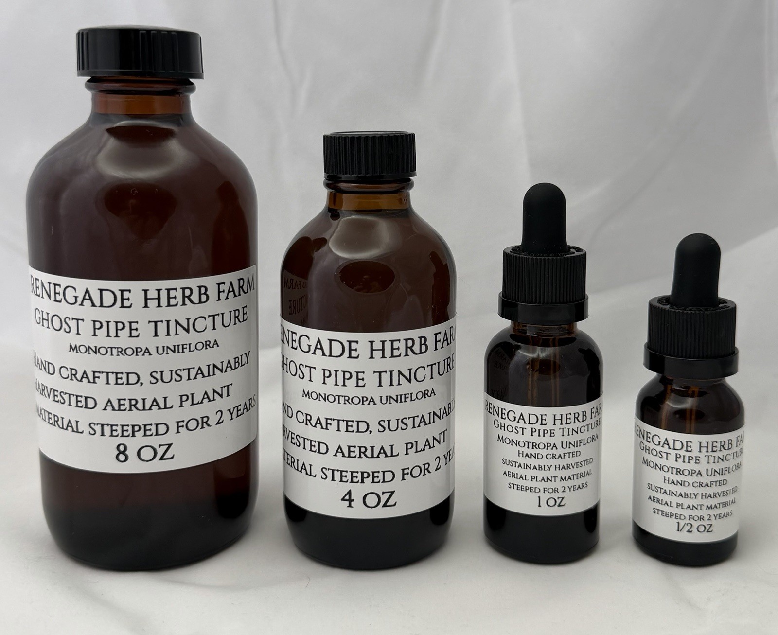 Ghost Pipe Tincture Wild Crafted Sustainable Small Batch 2 Year Steep 1/2 oz