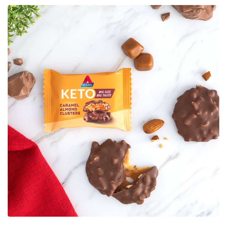 Atkins Keto Caramel Almond , Keto Desserts, Low Sugar and Low Carb Snack 8 Ct