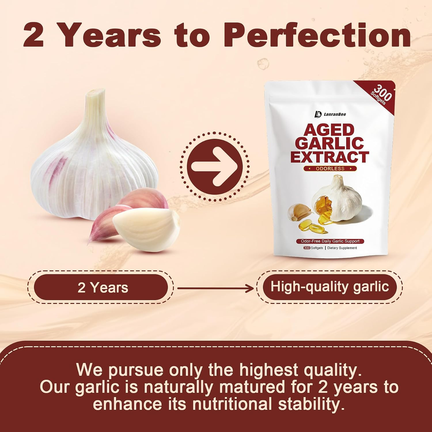 Aged Garlic Extract 750mg Softgels, Odorless Garlic Supplement, Standardized for