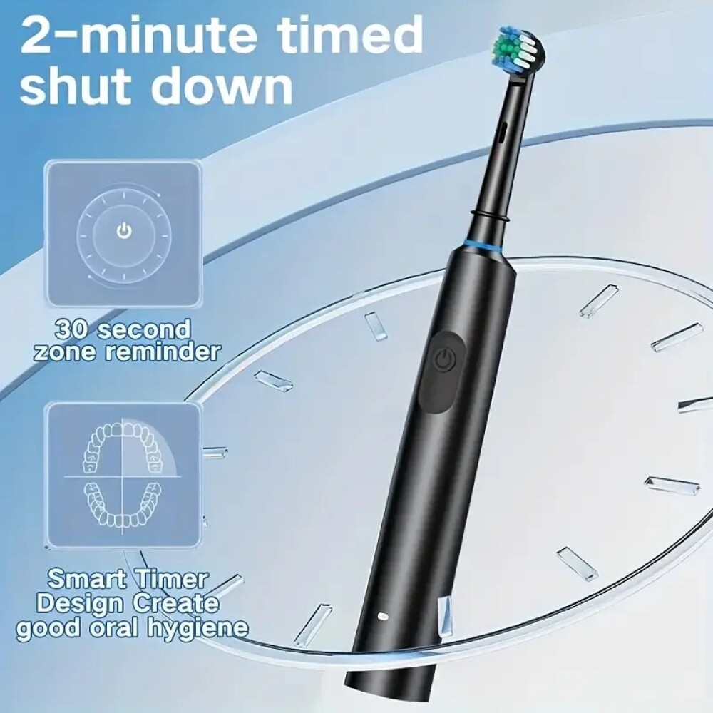Pro Rotating Electric Toothbrush Rechargeable With 4 Brush Heads 5 Modes Timer