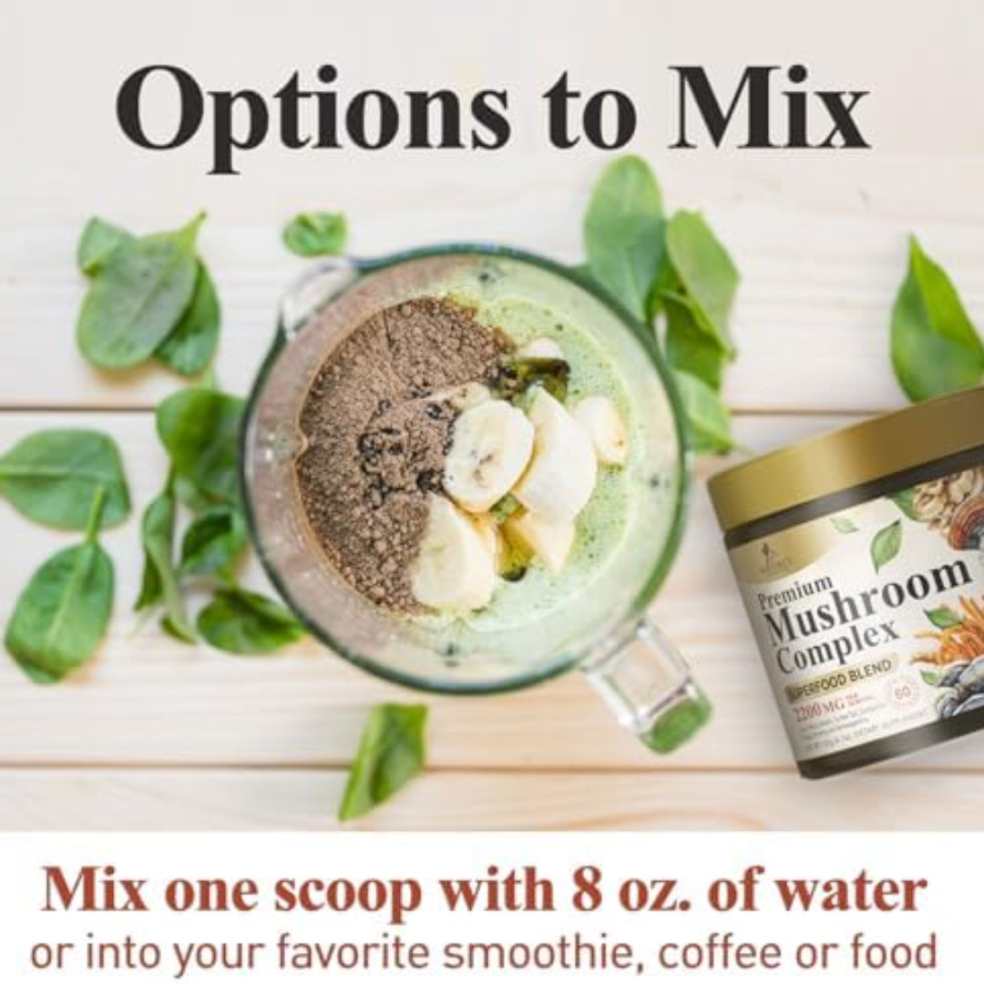 Mushroom Supplement Powder – 11 in 1 Complex Formula Powder with Organic Lions M