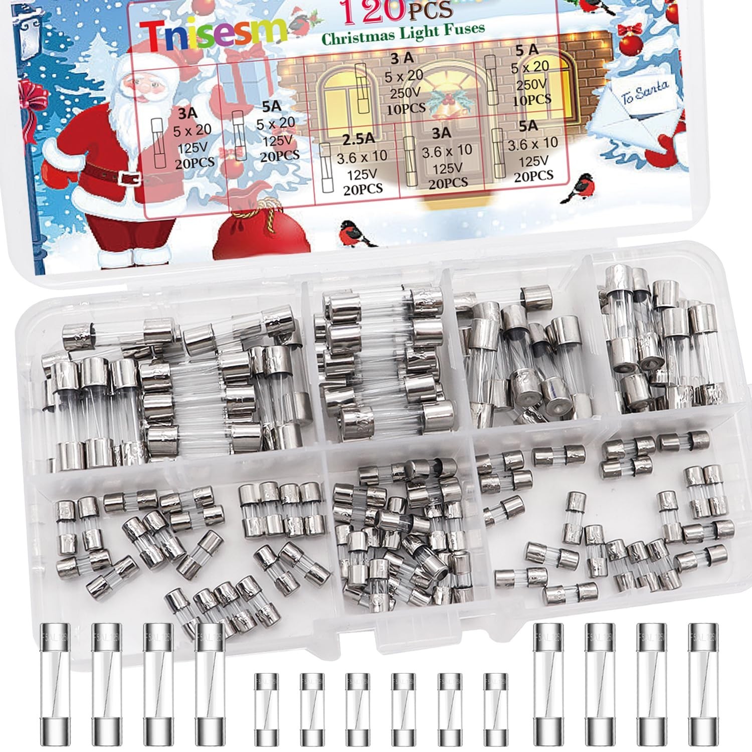 120 Pcs Fast Blow Glass Fuses Assortment Kit 125V- 3A, 5A 5 X 20Mm, Mini Small F