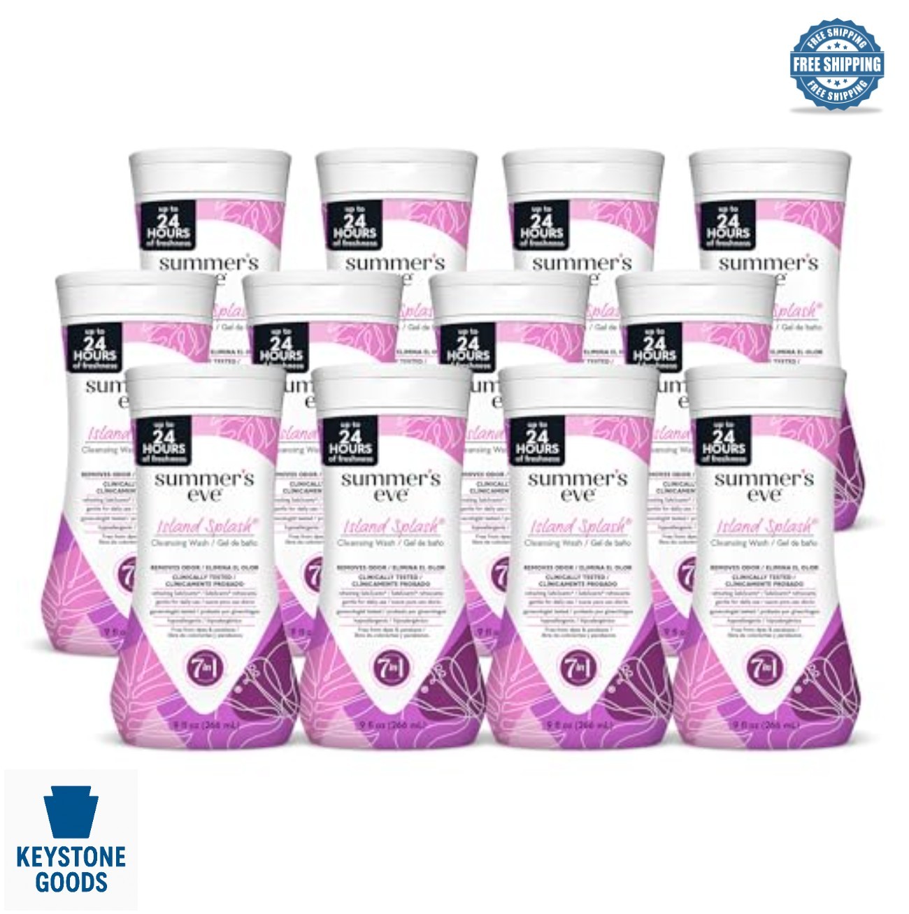 Feminine Wash Island Splash 9 Fl Oz 12 Pack Daily Body Wash pH Balanced Dye Free