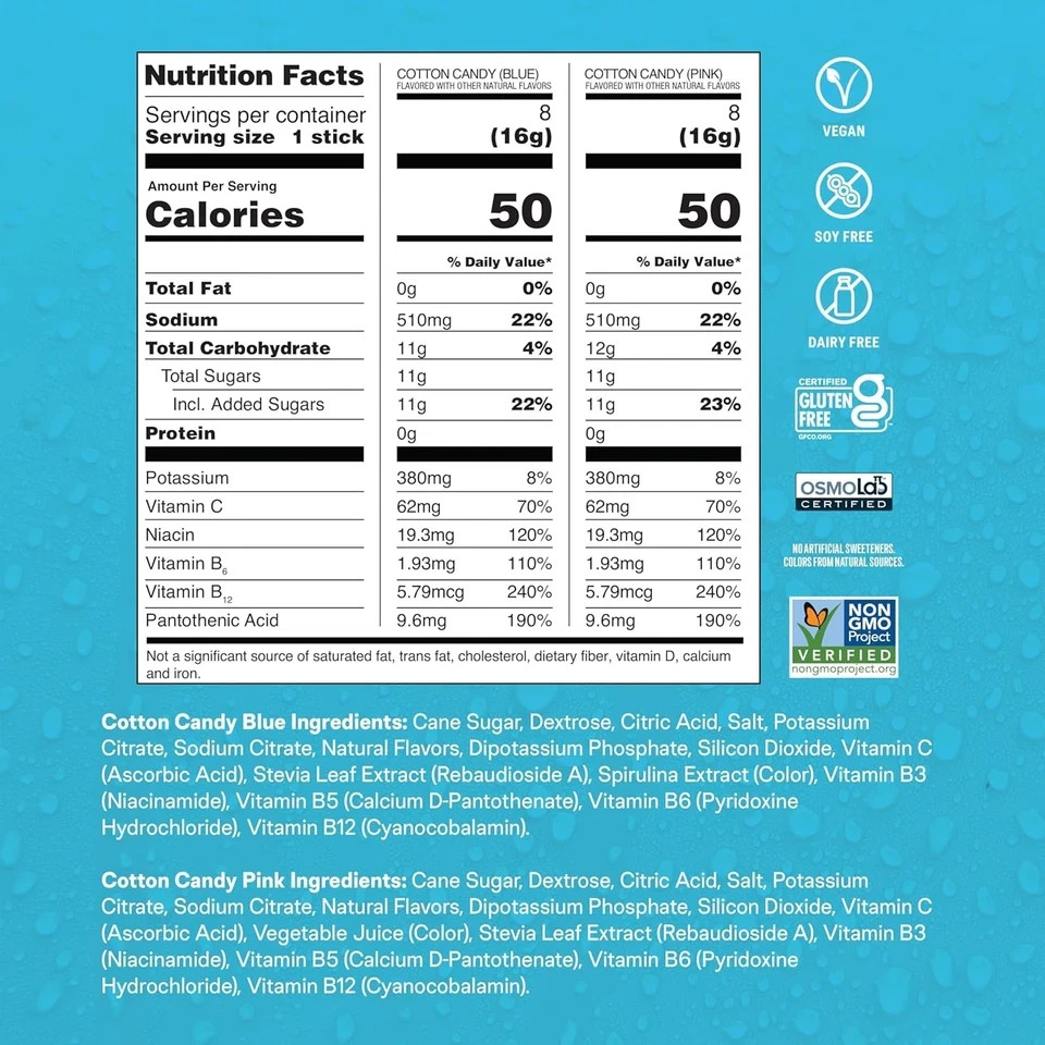 Liquid I.V. Hydration Multiplier Electrolyte Drink Mix, Cotton Candy, 16 Serving