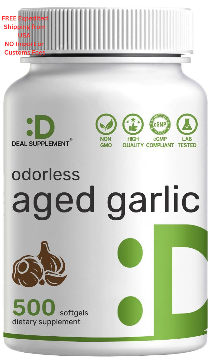 Odorless Aged Garlic, 500 Softgels – Enhanced with MCT 500 Count (Pack of 1)