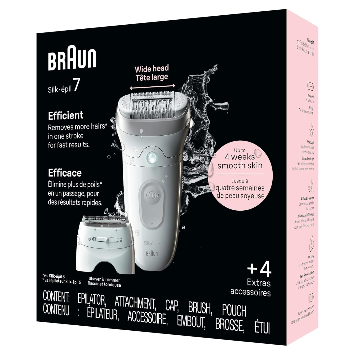 Epilator Silk-épil 7, Hair Removal Device, Women Shaver & Trimmer, Wet and Dry,
