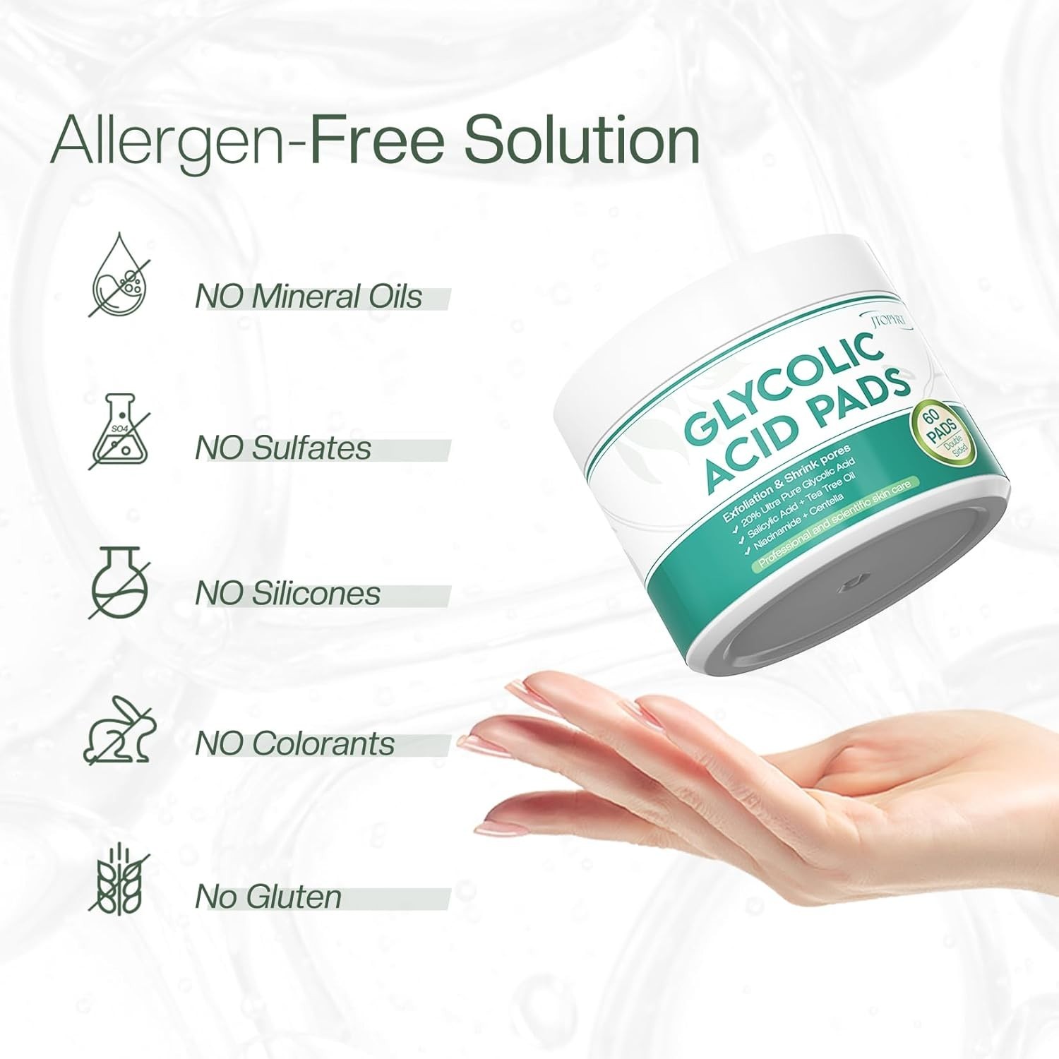 Glycolic Acid Pads 20%: Dual Sided Exfoliating Face 60 Count (Pack of 1)