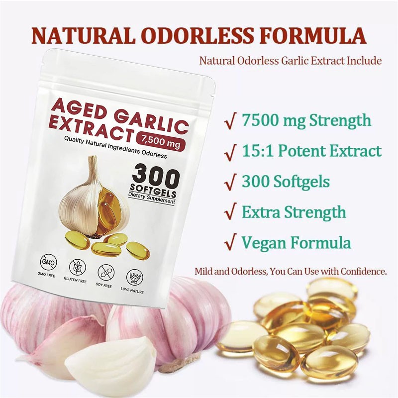Aged Garlic Extract Capsules 7500mg 600 Count Elare Odorless Supplement 2-Year