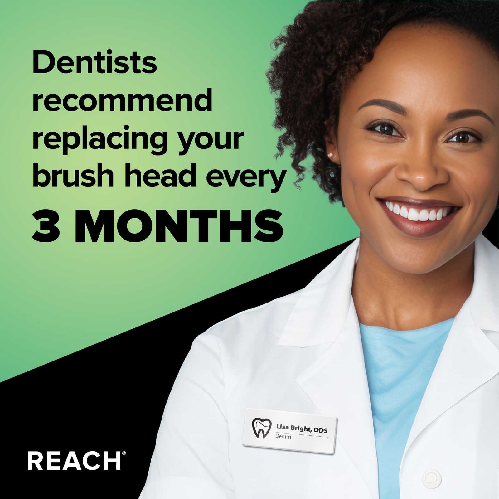 Reach Premium Clean Replacement Toothbrush Heads, Black, 2 Ct, Medium, Black