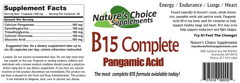 Vitamin B15 Pangamic Acid Formula