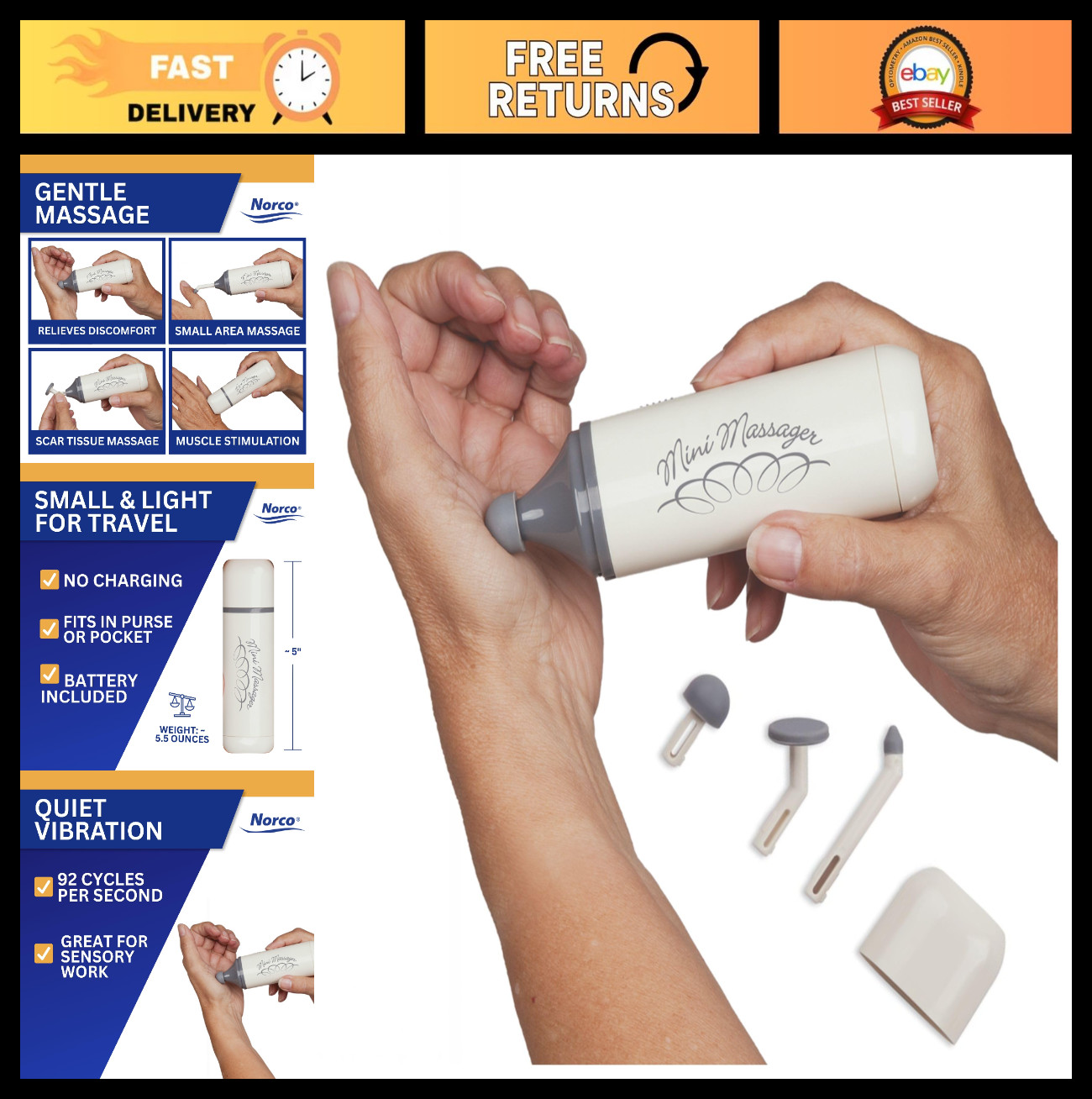 Portable Mini Massage Gun for Muscle Relief, Scar Tissue Break Up & Hand Massage