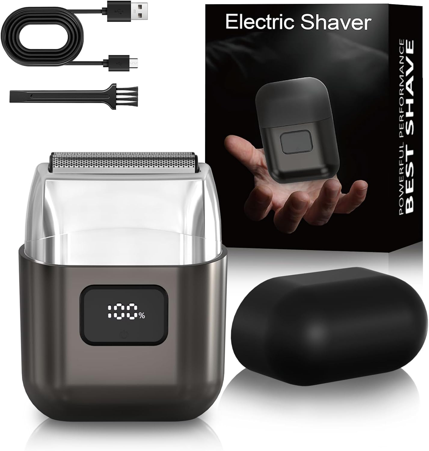 Electric Foil Shaver for Men, Mini Face Razor, 3 Floating Blades | LED Display