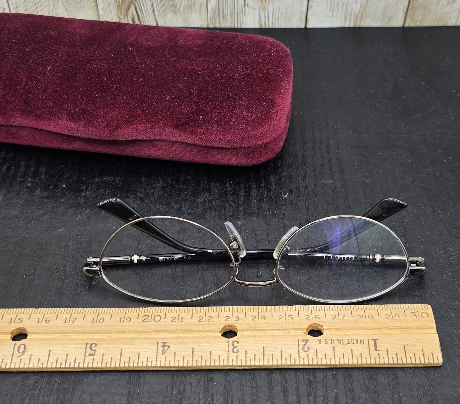 Gucci Eyeglasses Frames GG0949OJ 003 Black Silver & Case Oval Wire Rim 52-16-135
