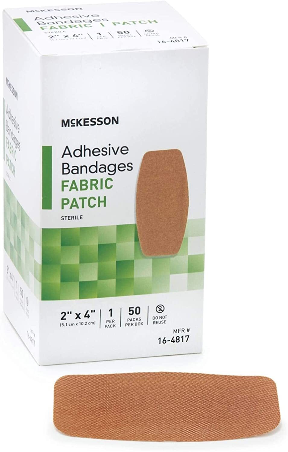 Adhesive Bandage Fabric Patch 2 in. X 4 in. Mckesson (Box of 50)
