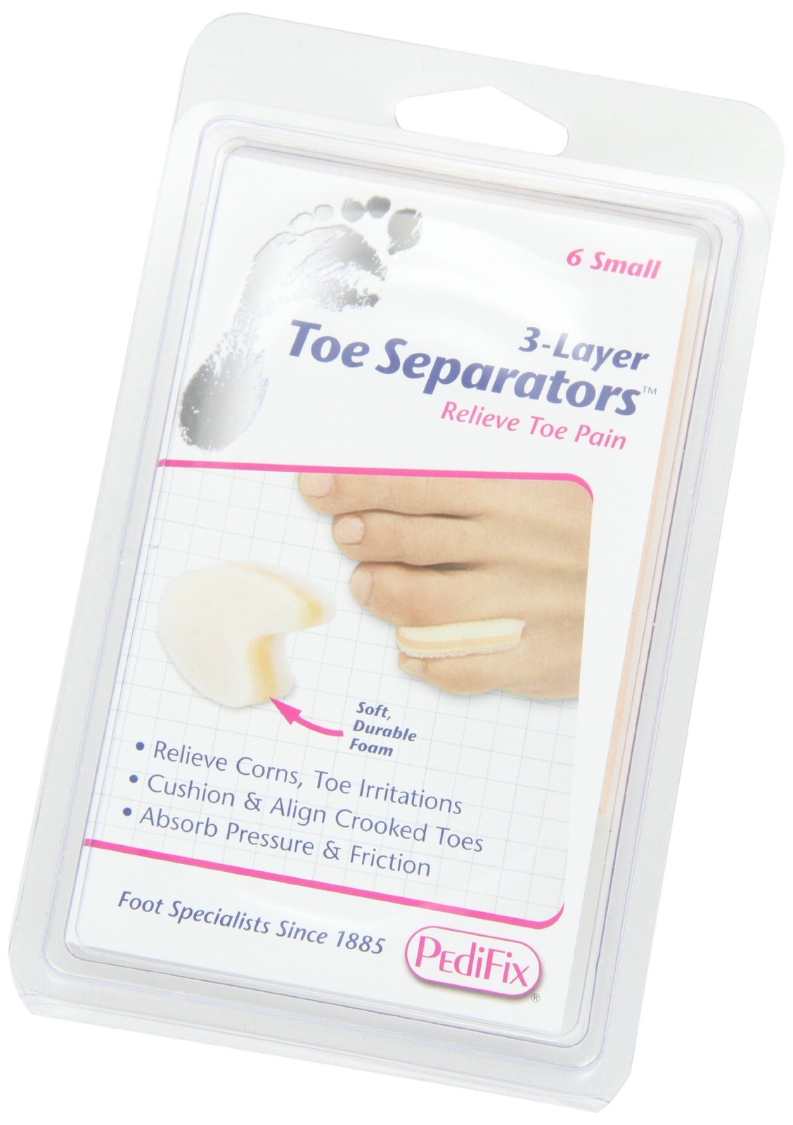 Pedifix 3-layer Toe Separators, 6-Count (Pack of 2), Small 6-count(Pack of 2)