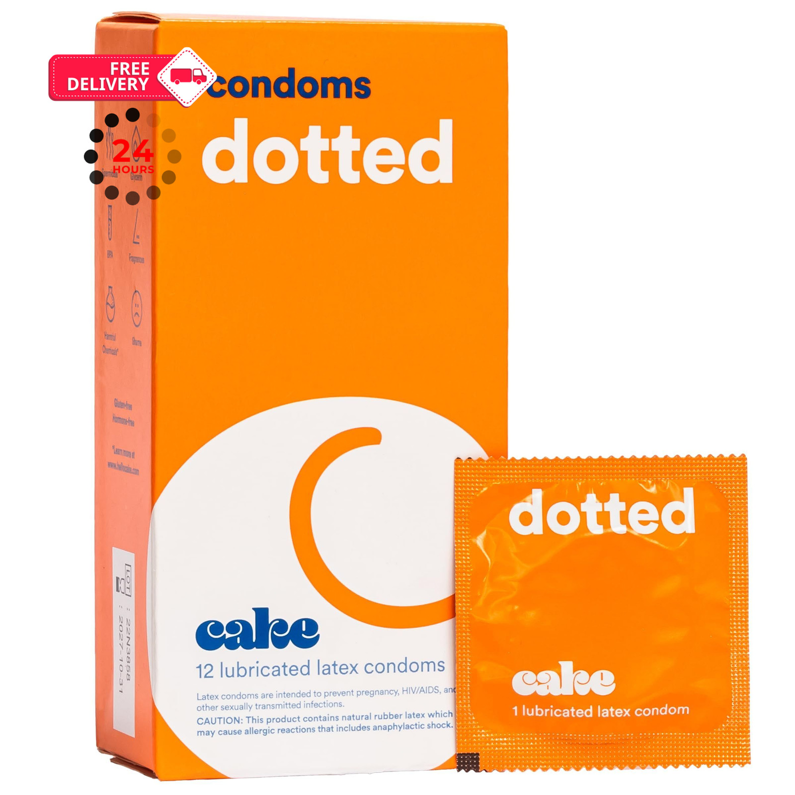 Hello Cake Dotted Condoms, Premium Silicone 12 Count (Pack of 1),