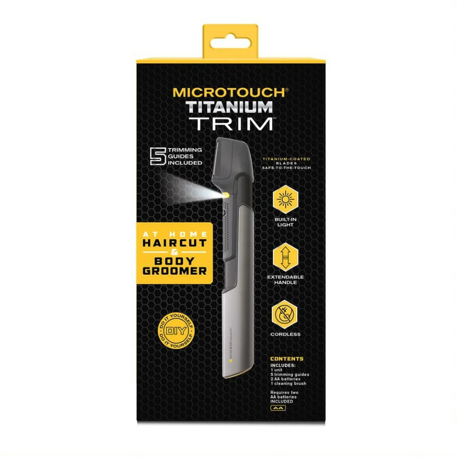 Men’s Cordless Trimmer Groomer Titanium Coated Blades Extendable Handle w/ Light