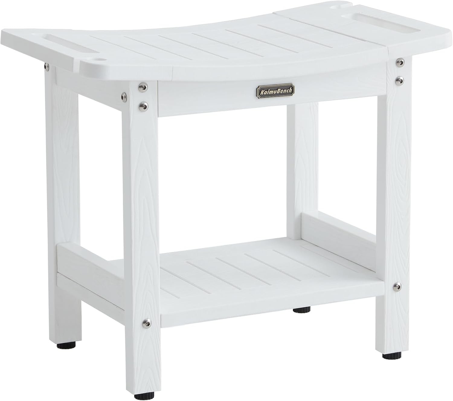 Waterproof Shower Bench, White Poly Shower Stool for Shaving Legs