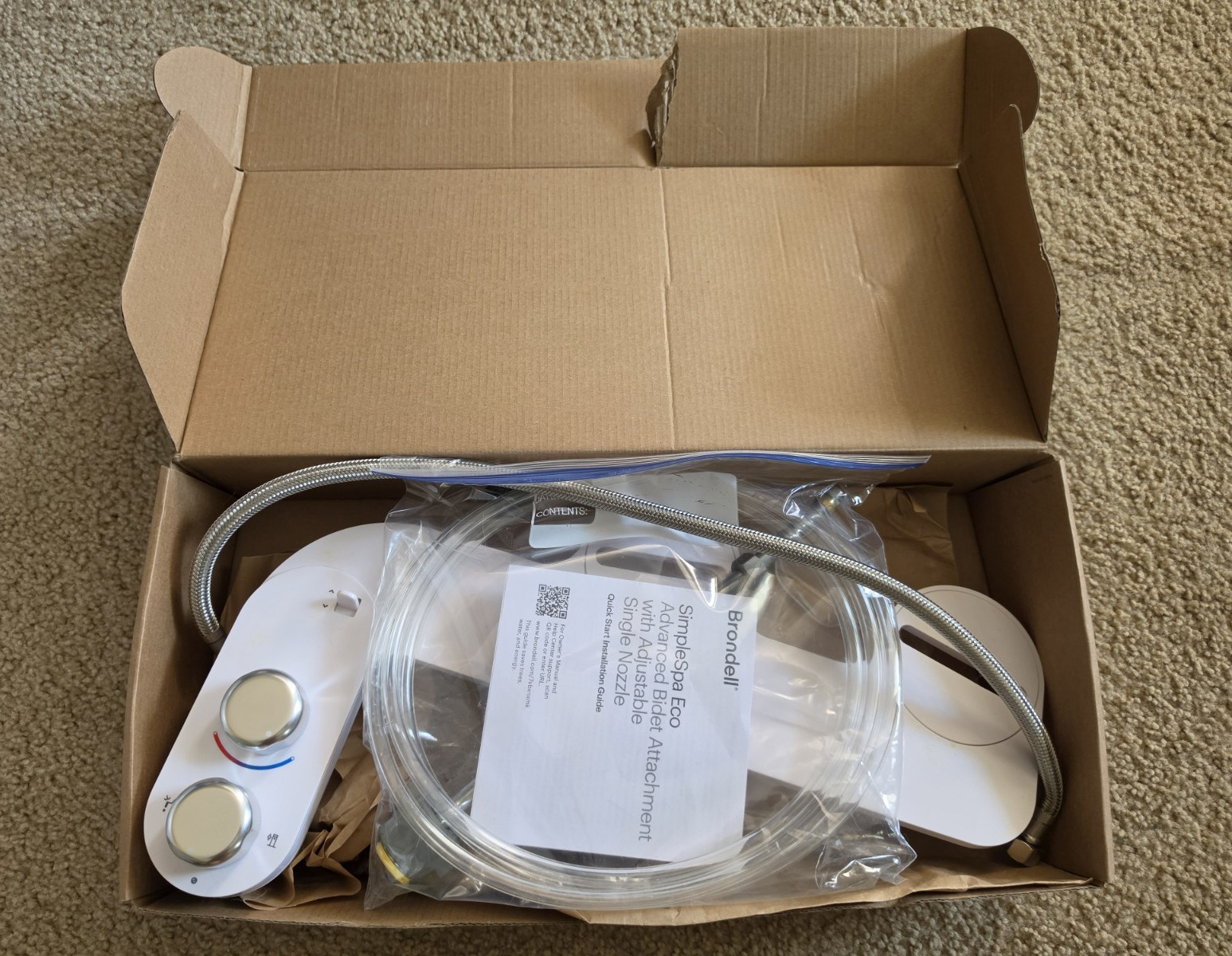 Brondell SimpleSpa Eco Bidet Attachment, White, Adjustable Nozzle