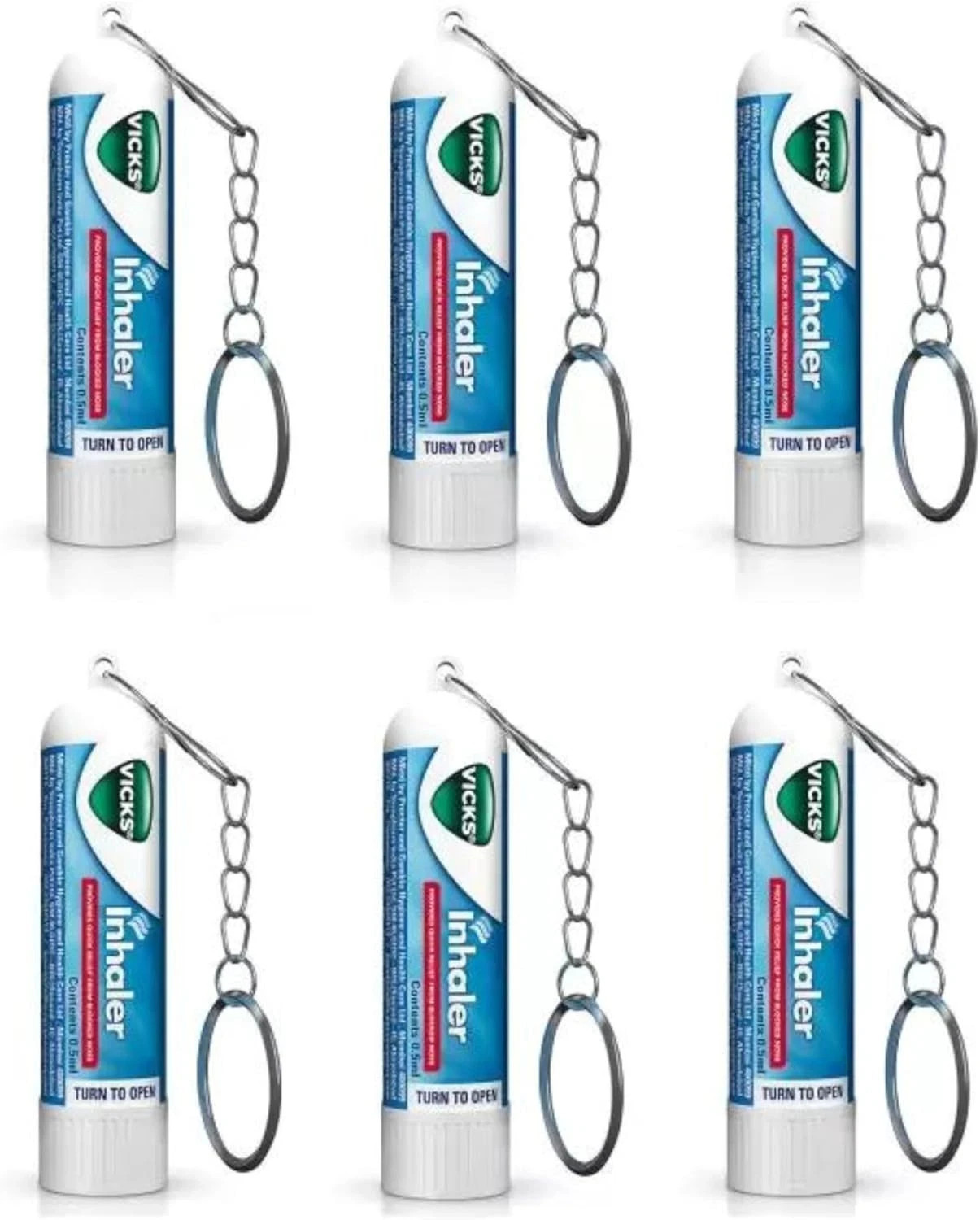 6 Pcs Vicks Inhaler Portable Nasal Stick Menthol Scent Cold Relief Pocket Size