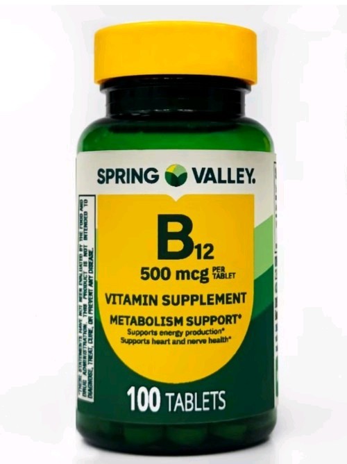 Spring Valley Vitamin B12 500mg 100 Tablets Dietary Supplement