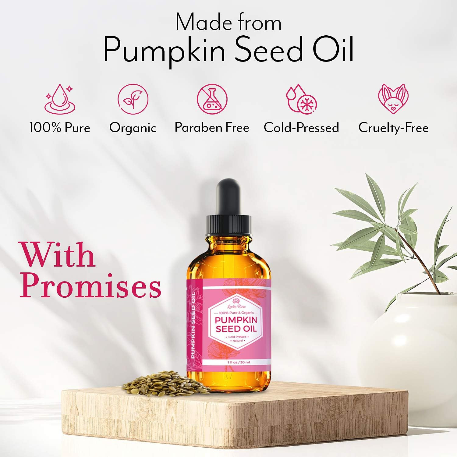 Pure Pumpkin Seed Oil for Hair, Skin & Nails – 2 Oz Moisturizing Extract