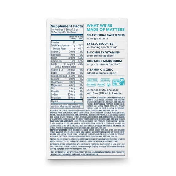 DripDrop Zero Sugar Fast Hydration – Sampler Variety Electrolyte Powder Drink Mi