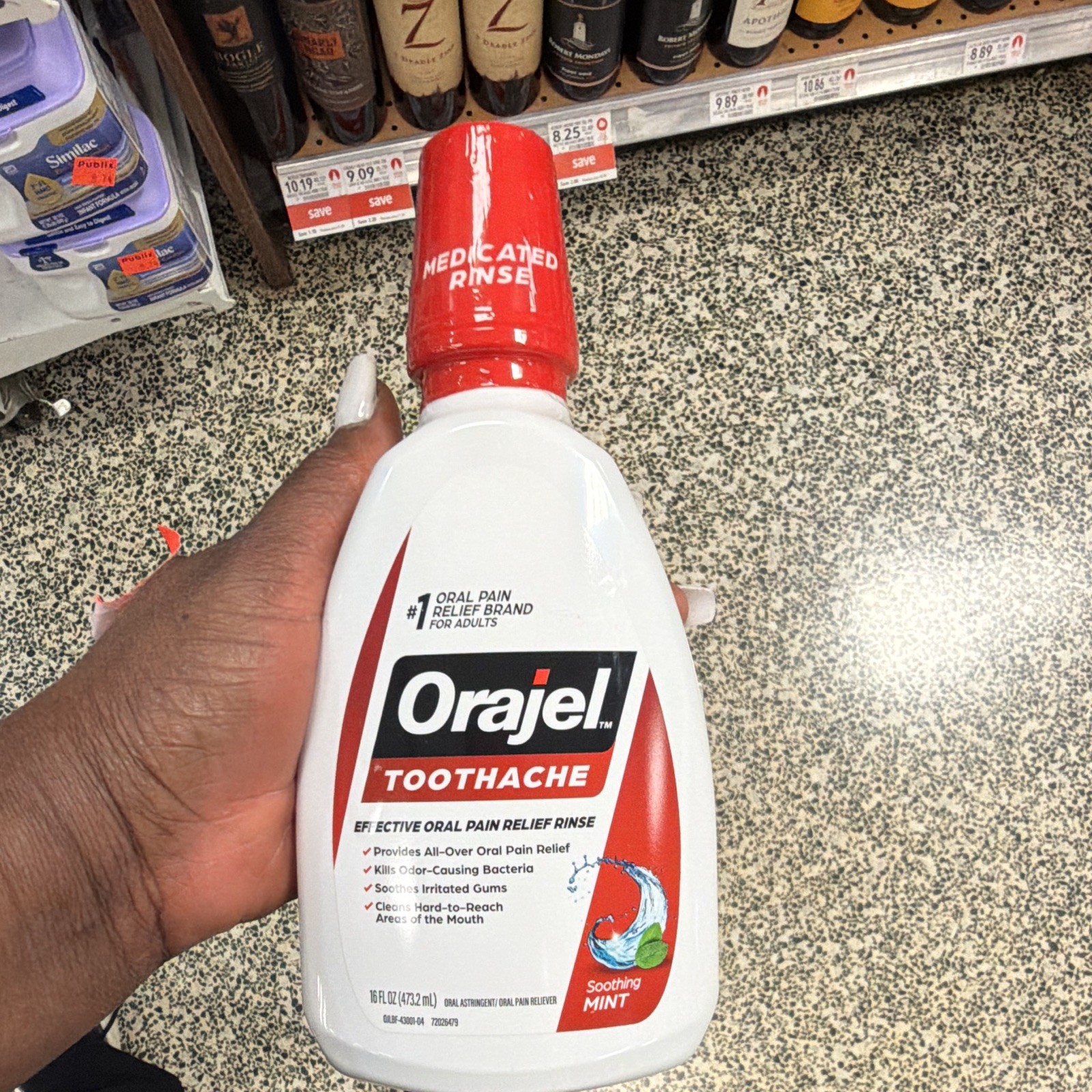 Orajel Toothache Medicated Mouthwash Rinse Mint Hydrogen Peroxide 16 fl oz