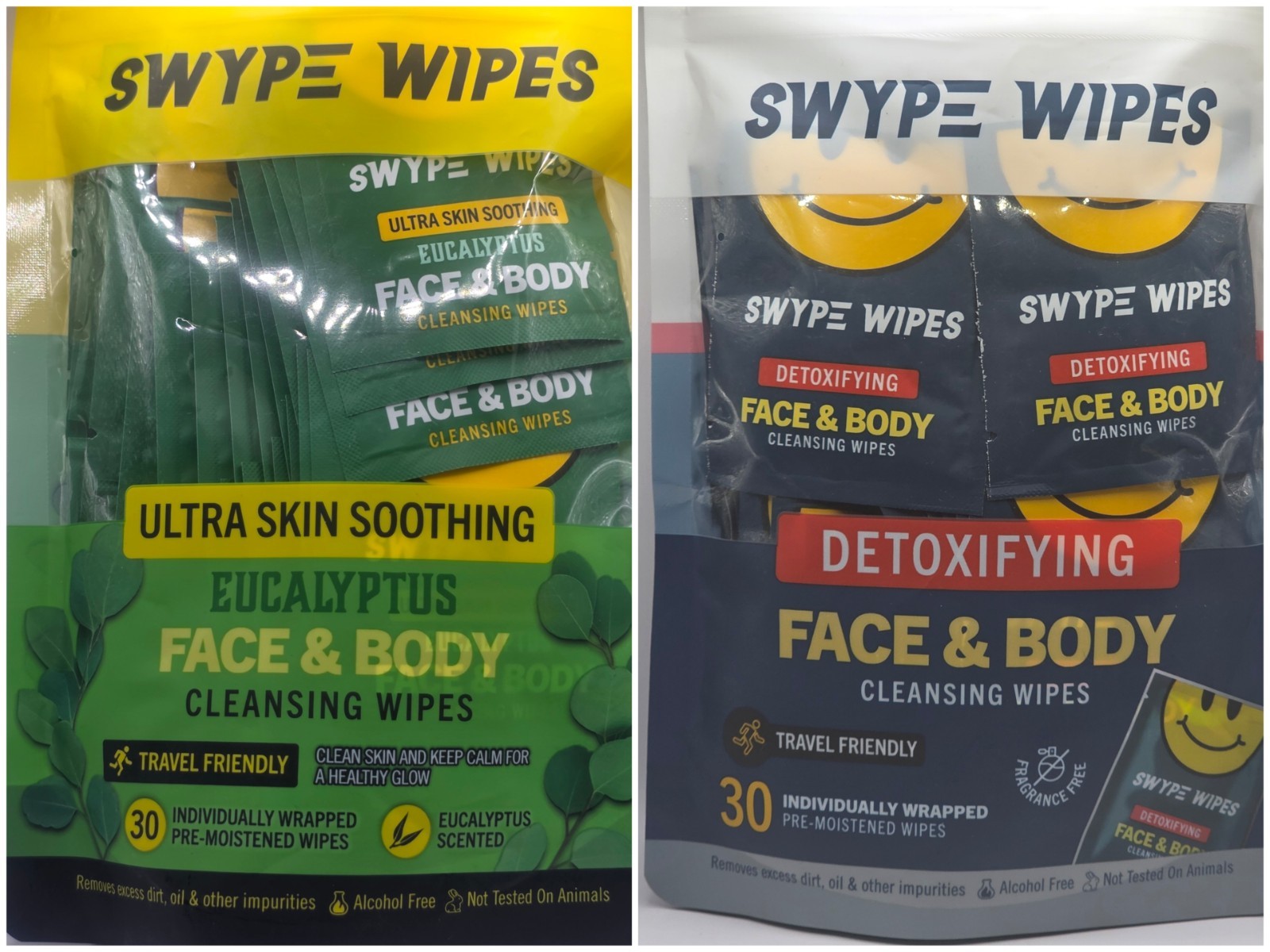 Swype Wipes Eucalyptus Ultra Skin Soothing & Detoxifying Face & Body Cleansing
