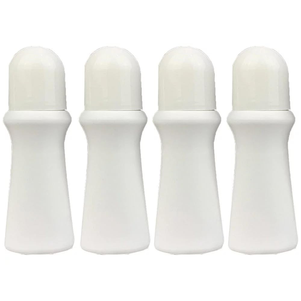 4 Pcs White 75ml Empty Refillable Roller Bottle Plastic Roll On 75ml, white