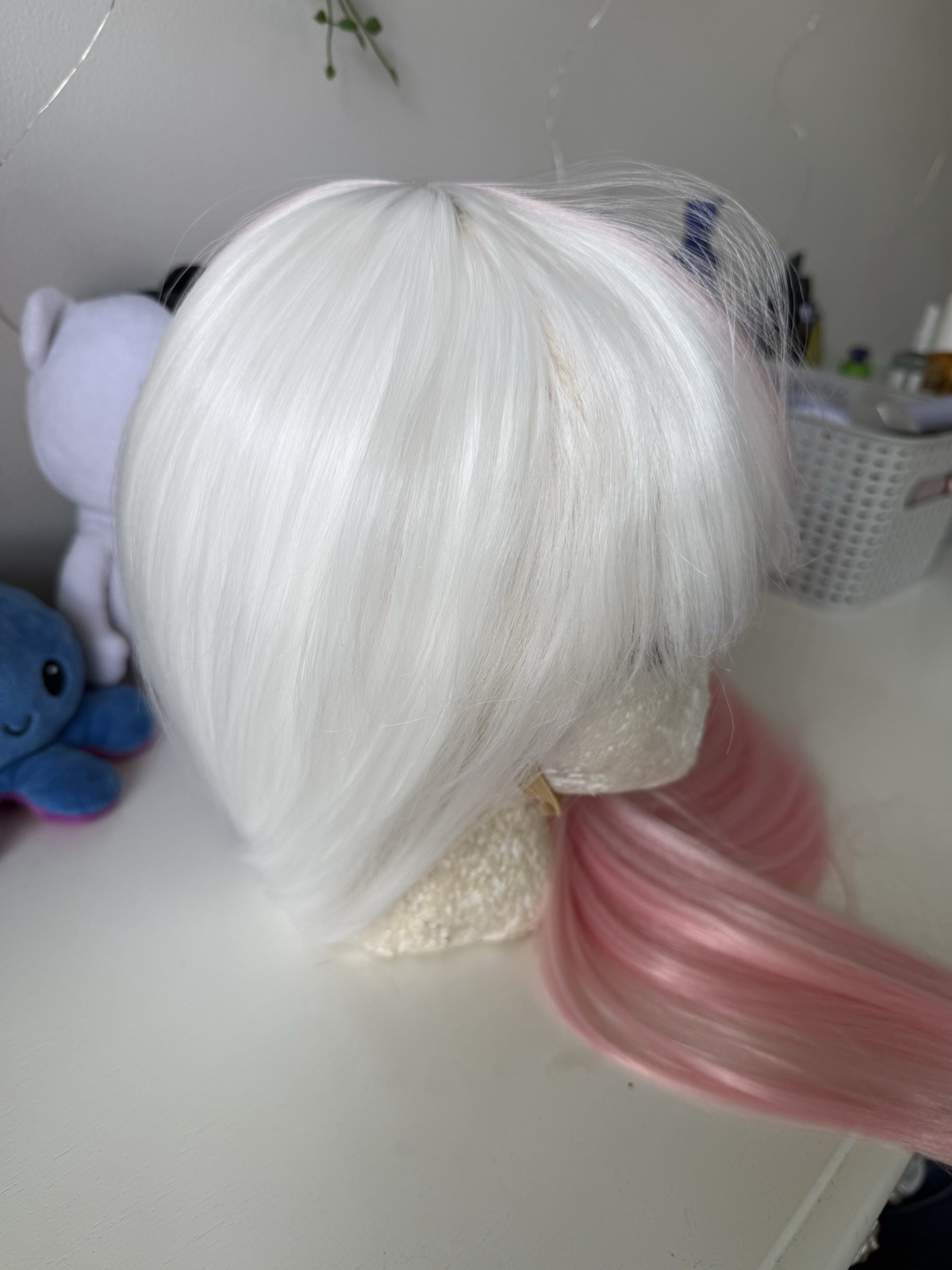 Pink and white split dye wig | Synthetic | Cosplay | Anime | Heat Resistant