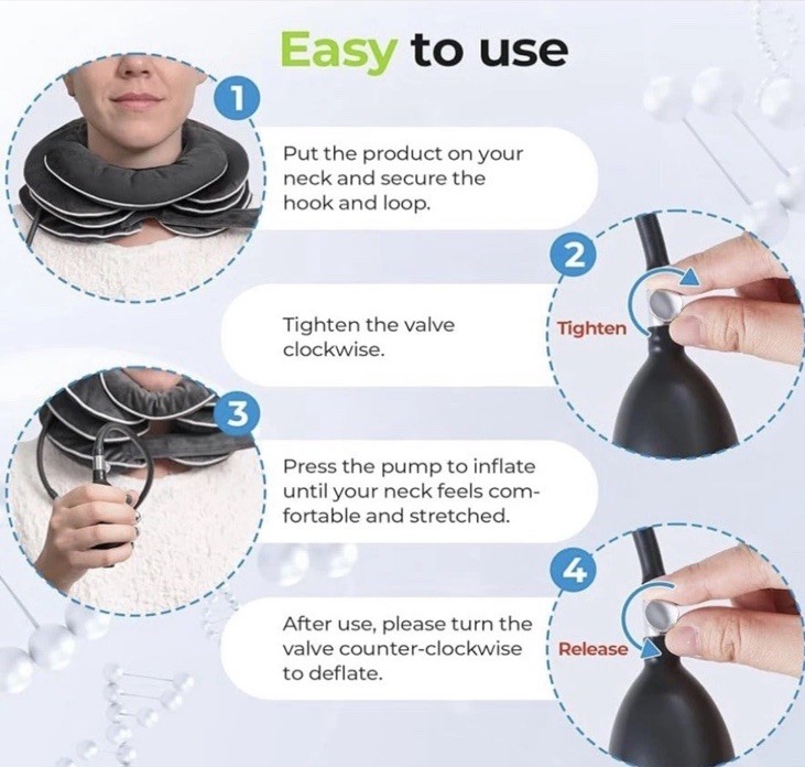 AUVON Neck Stretcher Inflatable Cervical Traction Device Neck Pain Relief NEW
