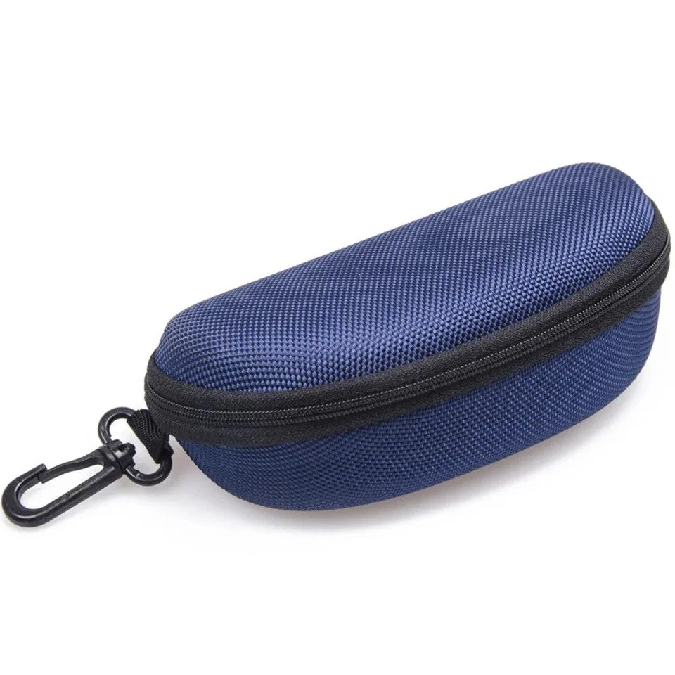 Portable Sunglasses Eyeglasses Case Zipper Hard Shell Box With Clip Black