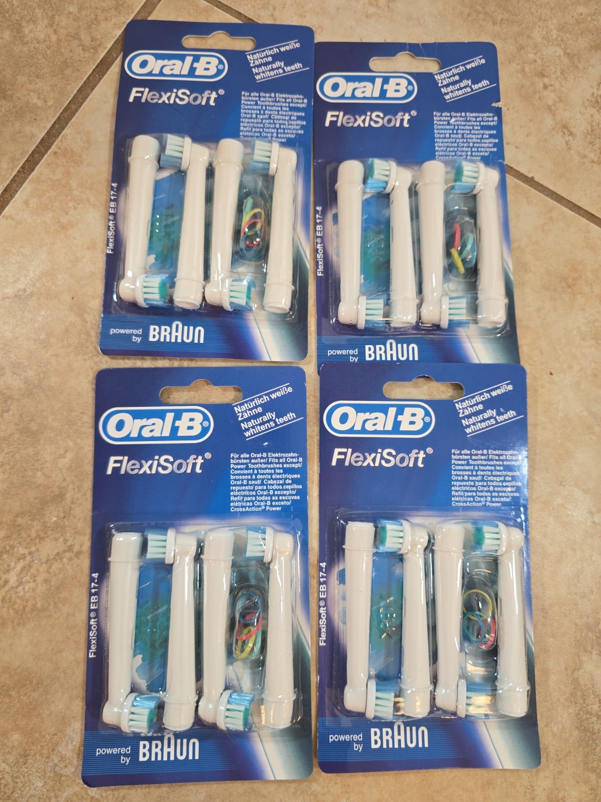 4 Pack – 4 x Braun Oral-B Flexisoft Replacement Toothbrush Heads Refills EB 17-4