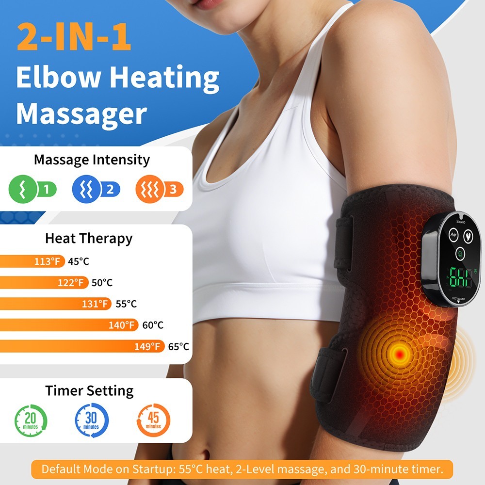 Cordless Heated Elbow Support Brace with Vibration Massage Arthritis Pain Relief