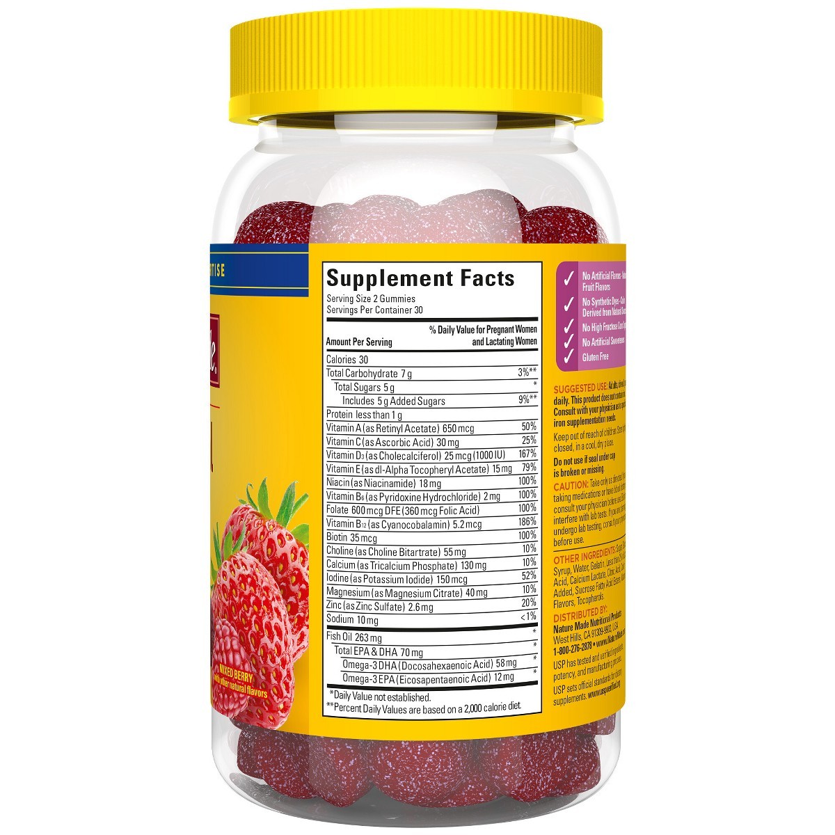 Nature Made Prenatal Gummies with DHA Folic Acid, Prenatal Vitamin Miner60ct