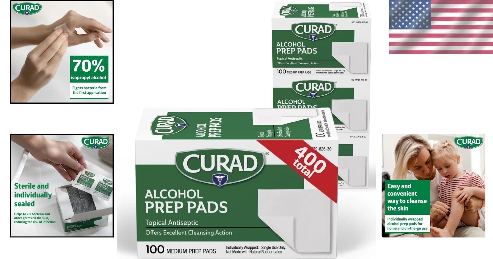 Isopropyl Alcohol Prep Pads – 400 Count of Thick, Individually Wrapped Wipes