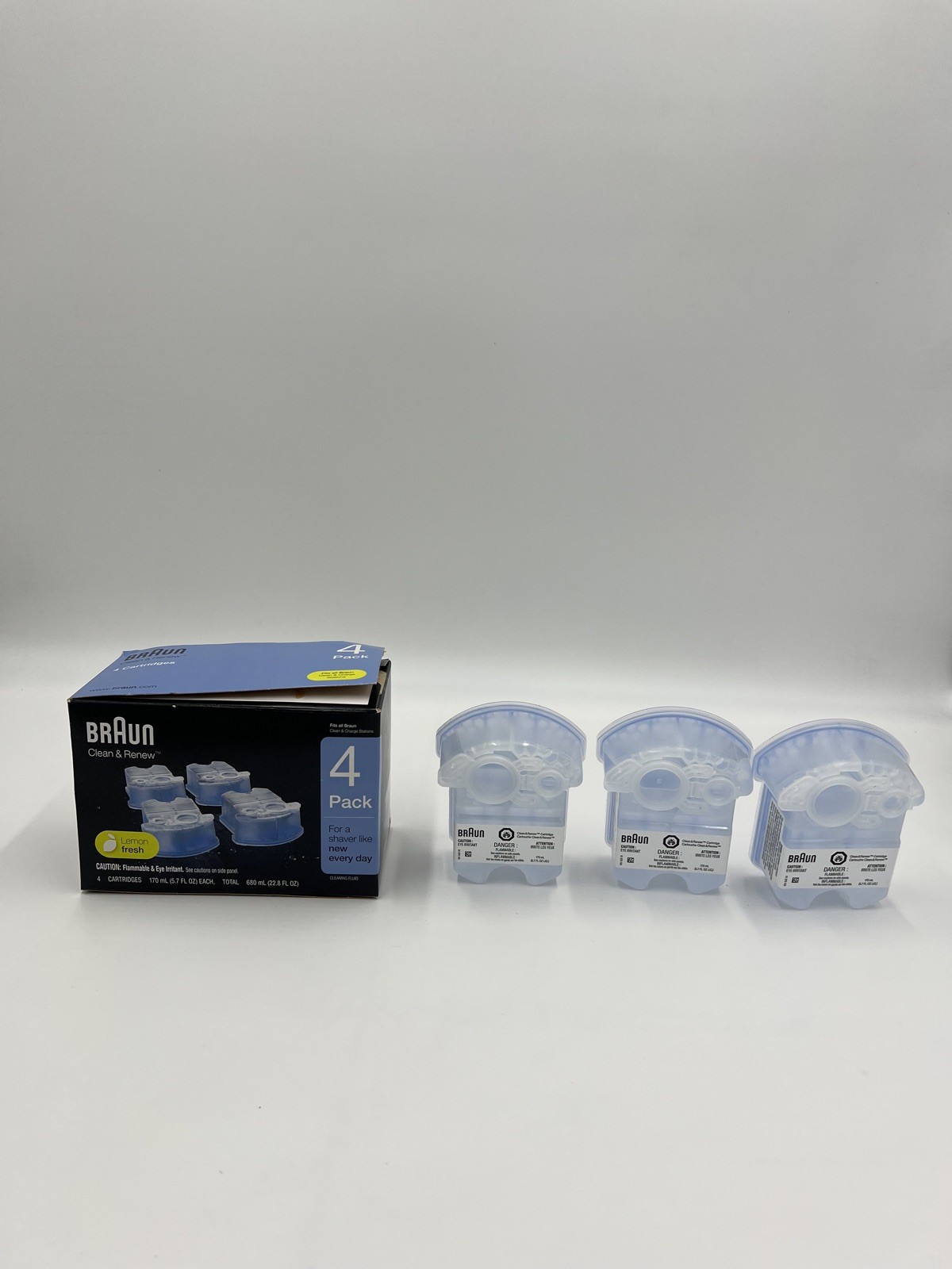 NEW Braun Clean and Renew Refill Cartridges, (3 Packs Only) Lemon-Fresh Open Box