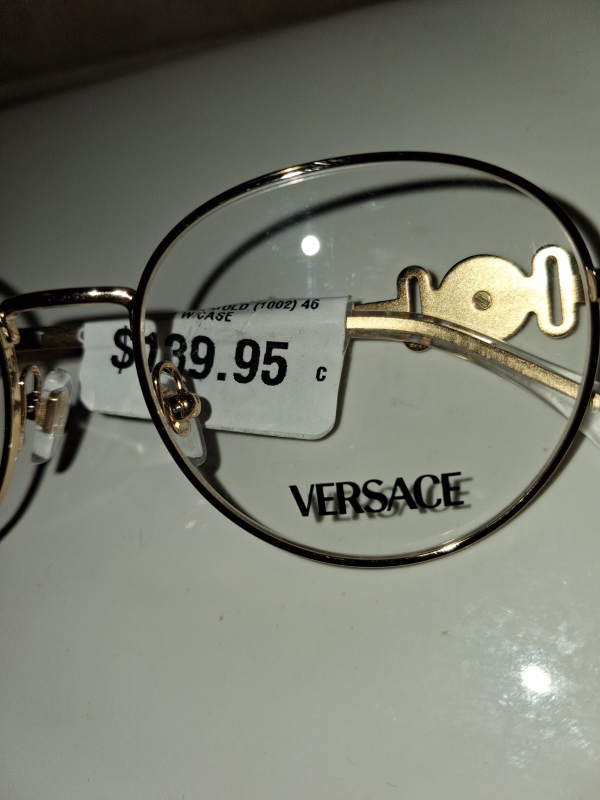 Versace Gold Round Full Rim Metal Eyeglass Frames Solid Pattern MPN 1002 46