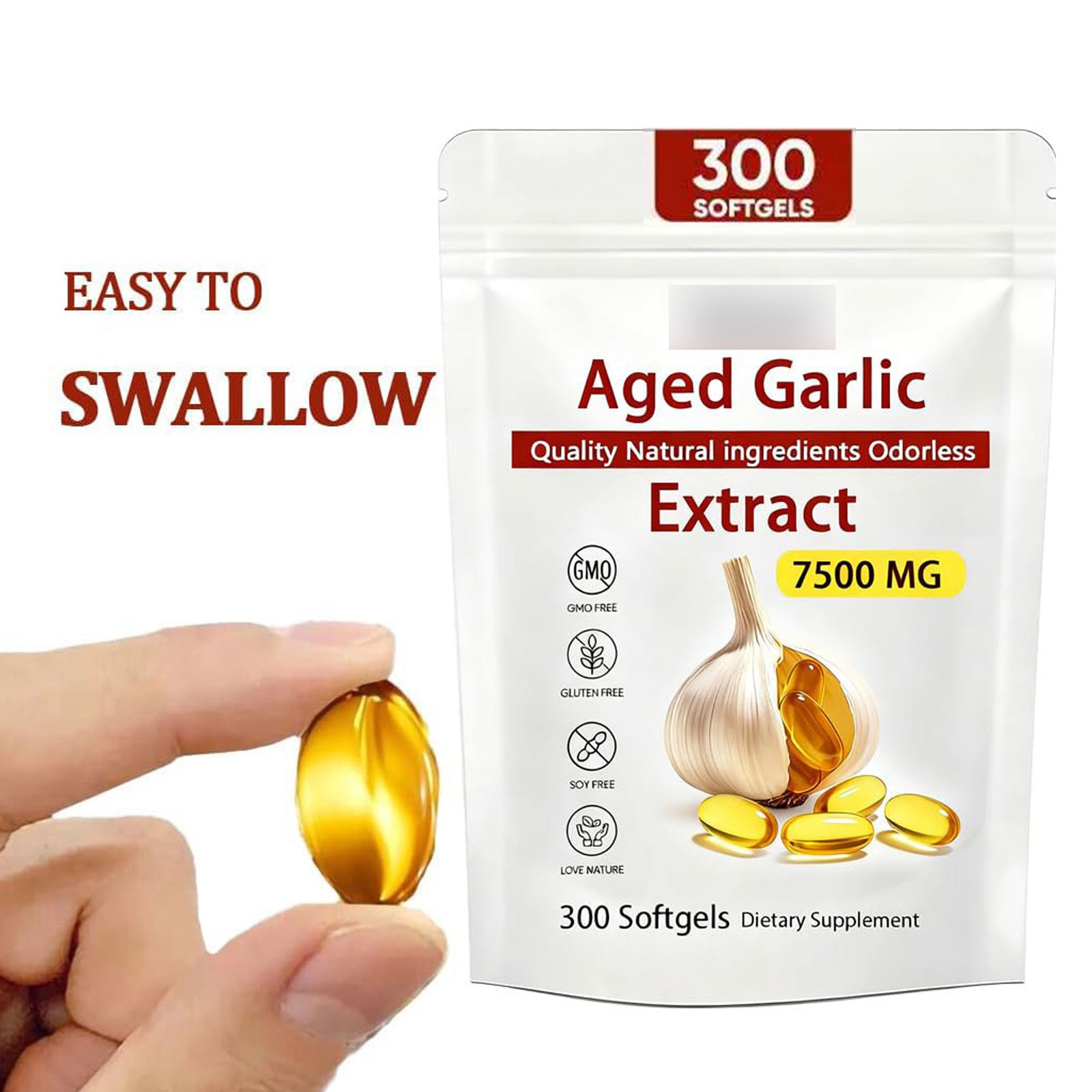 2Pack Elare Aged Garlic Extract, 300 Softgels, 7500mg Odorless Heart & Immune