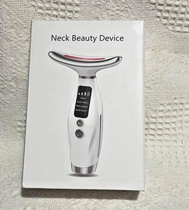 Neck Beauty Device Face Neck Massager LED EMS Skin Care Tool White New